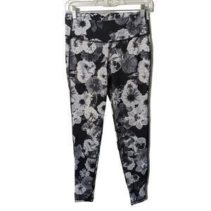 Old Navy Active Go Dry Black White Floral Leggings Size Medium